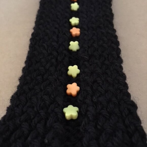 Unique stretchy headband, Ear warmer with beads - Picture 3 of 7